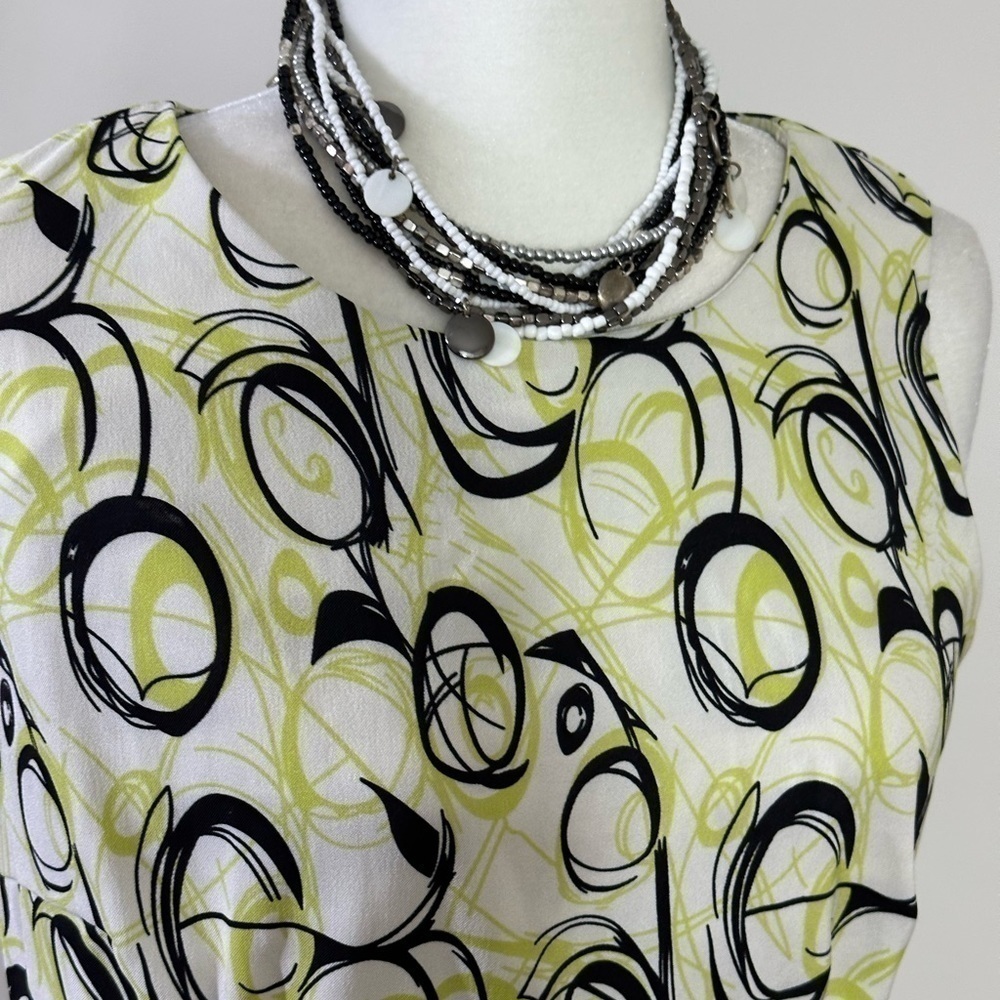 Ronni Nicole sz 8 dress sheath style in an abstract print lime, black, & white - Picture 2 of 13